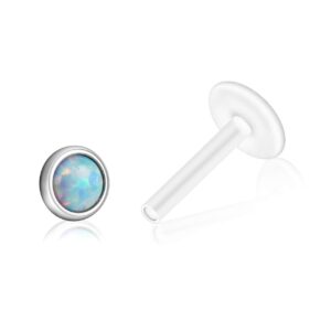 PiercingJ 8-10pcs 16G Stainless Steel + UV Flexible Acrylic Opal Crystal Tragus Retainer Flexible Acrylic Lip Ring Labret Monroe Studs Tragus Helix Cartilage Barbell Earrings