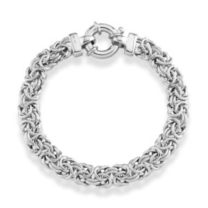 Miabella Italian 925 Sterling Silver 9mm Classic Byzantine Link Chain Bracelet for Women, Handmade in Italy (Length 7.5 Inches (average size))