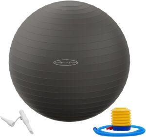 signature fitness anti-burst and slip resistant exercise ball yoga ball fitness ball birthing ball with quick pump, 2,000-pound capacity, gray, 26-inch, l