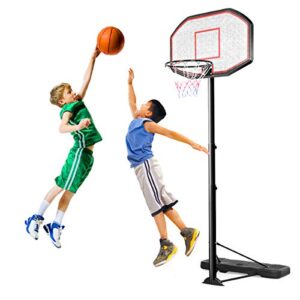 giantex portable basketball hoop 10 ft, adjustable height 6.5-10 ft, 43 inch backboard basketball goal, suit for court, driveway, garage, indoor outdoor basketball hoop for kids, youth, junior