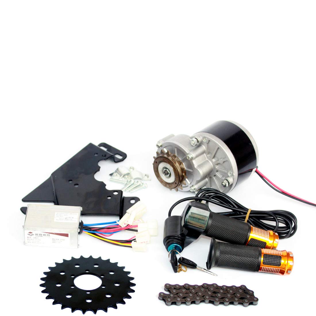 L-faster 24V250W Bike Left Side Drive Motor Kit Mountain Bicycle Conversion Kit Customized Motor Kit for Suspended Bike (36V Twist kit)