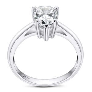 DYUNQ Engagement Rings for Women Cubic Zirconia Ring 2 Carat 925 Sterling Silver Rings Solitaire CZ White Gold Ring Simple Bridal Wedding Annivesary Promise Ring Pear Shaped Teardrop