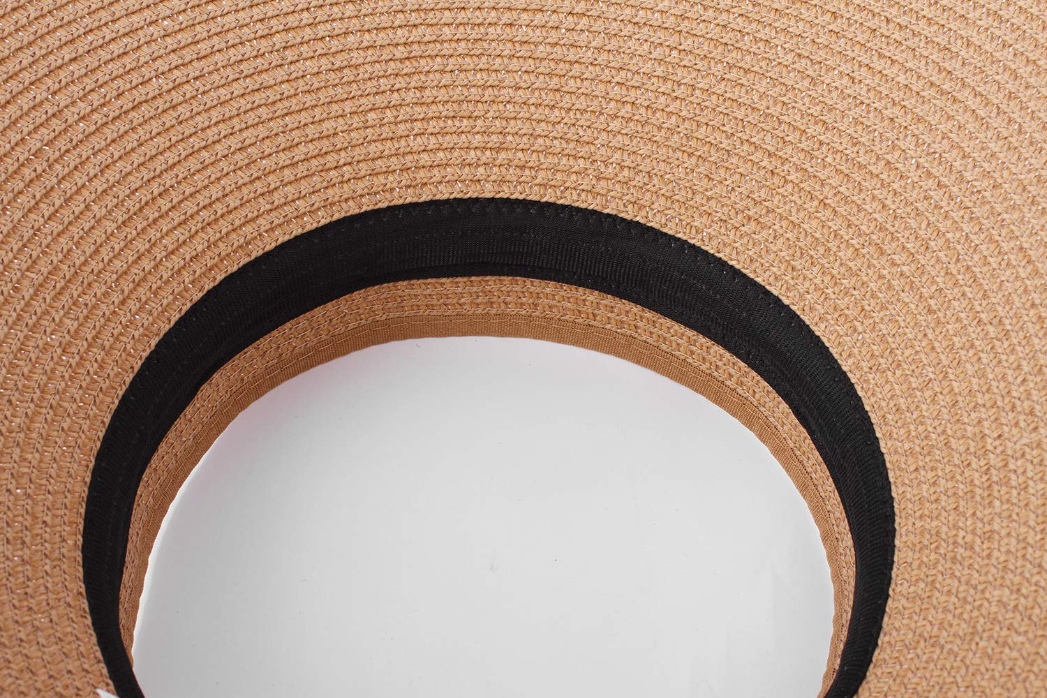 Women Sun Visors Foldable Straw Hats Summer Beach Packable Hat Floppy Wide Brim Cap Big Heads Sombrero (Black+Khaki)