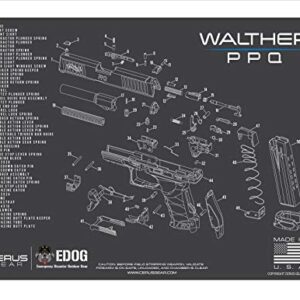 EDOG PPQ Gun Cleaning Mat - Schematic (Exploded View) Diagram Compatible with Walther PPQ Series Pistol 3 mm Padded Pad Protect Your Firearm Magazines Bench Surfaces Gun Oil Solvent Resistant