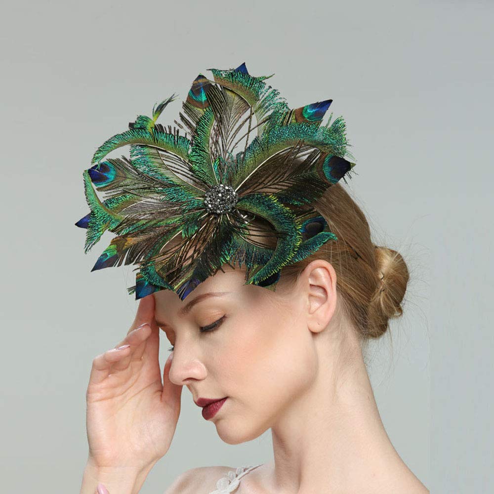 VIMARO Peacock Fascinator Hat, Peacock Fascinators for Women, Tea Party Kentucky Derby Hats for Women