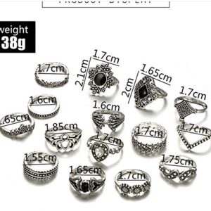 BERYUAN Rings Black Rings Goth Rings for Women Rings Womens Rings Cute Rings Stackable Rings Set（12Pcs(Rings Size 5,5.5,6.5,7,7.5,8.5)