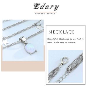 Edary Boho Layered Necklaces Silver Star Choker Necklace Crystal Pendant Chain Jewelry Accessories for Women (Style A)