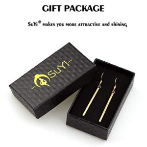 Suyi Minimalist Dainty Bar Stud Earrings Long Drop Dangle Earrings for Women BGold