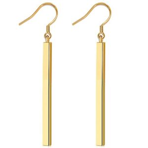 Suyi Minimalist Dainty Bar Stud Earrings Long Drop Dangle Earrings for Women BGold