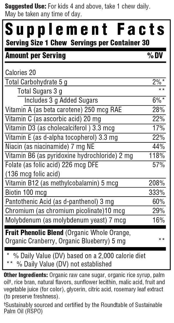 MegaFood Kids One Daily Multivitamin Soft Chews - Kids Vitamins with Vitamin B, Vitamin C, Vitamin D & Vitamin E - Age 4+, Vegetarian, Made Without 9 Food Allergens - Grape Flavor - 30 Chews