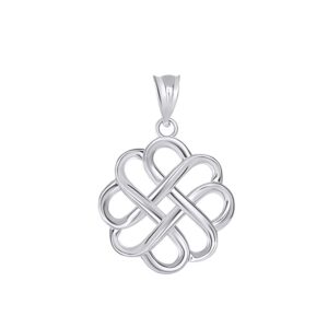 Exquisite 14k White Gold Endless Love Good Luck Irish Celtic Knot Pendant