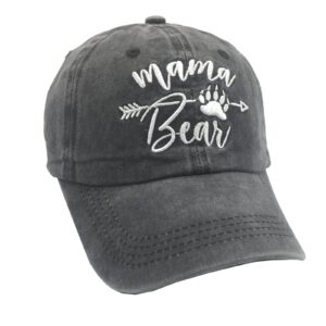 LOKIDVE Women's Mama Bear Arrow Baseball Hat Embroidered Washed Denim Mom Cap