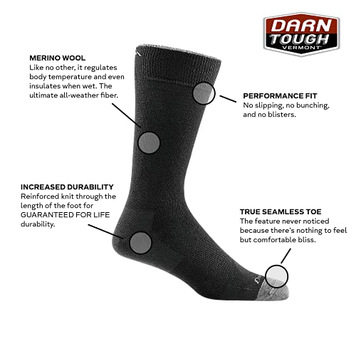 Darn Tough Men's Solid Crew Lightweight Sock (Style 6032) - Gray, Large