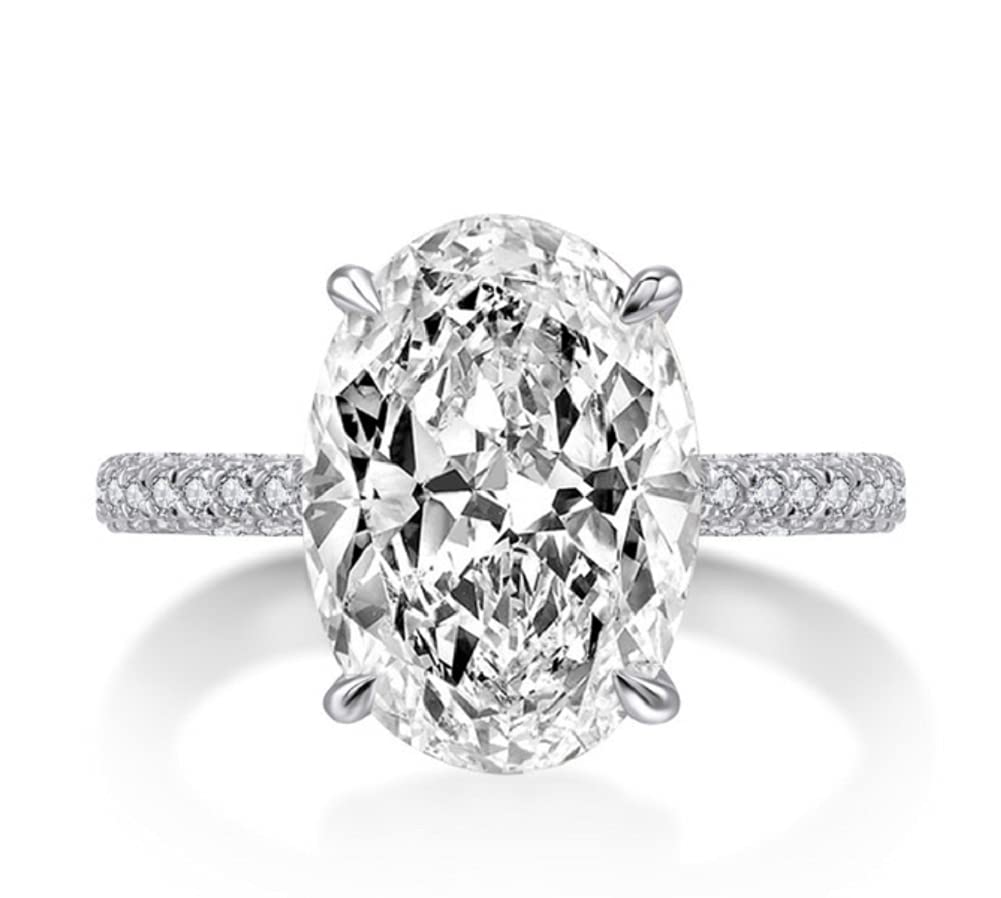 Duan Classic Promise Ring 925 Sterling Silver Oval Cut 3ct AAAAA Zircon Cubic Zirconia Promise Engagement Wedding Band Rings Size 6-10 (US Code 7)