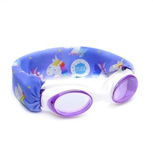 splash place swim goggles with fabric strap - rainbow unicorn | fun, fashionable, comfortable - adult & kids swim goggles