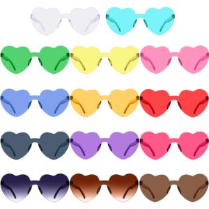 siquk 14 pairs rimless heart shape sunglasses frameless heart sunglass, 14 color