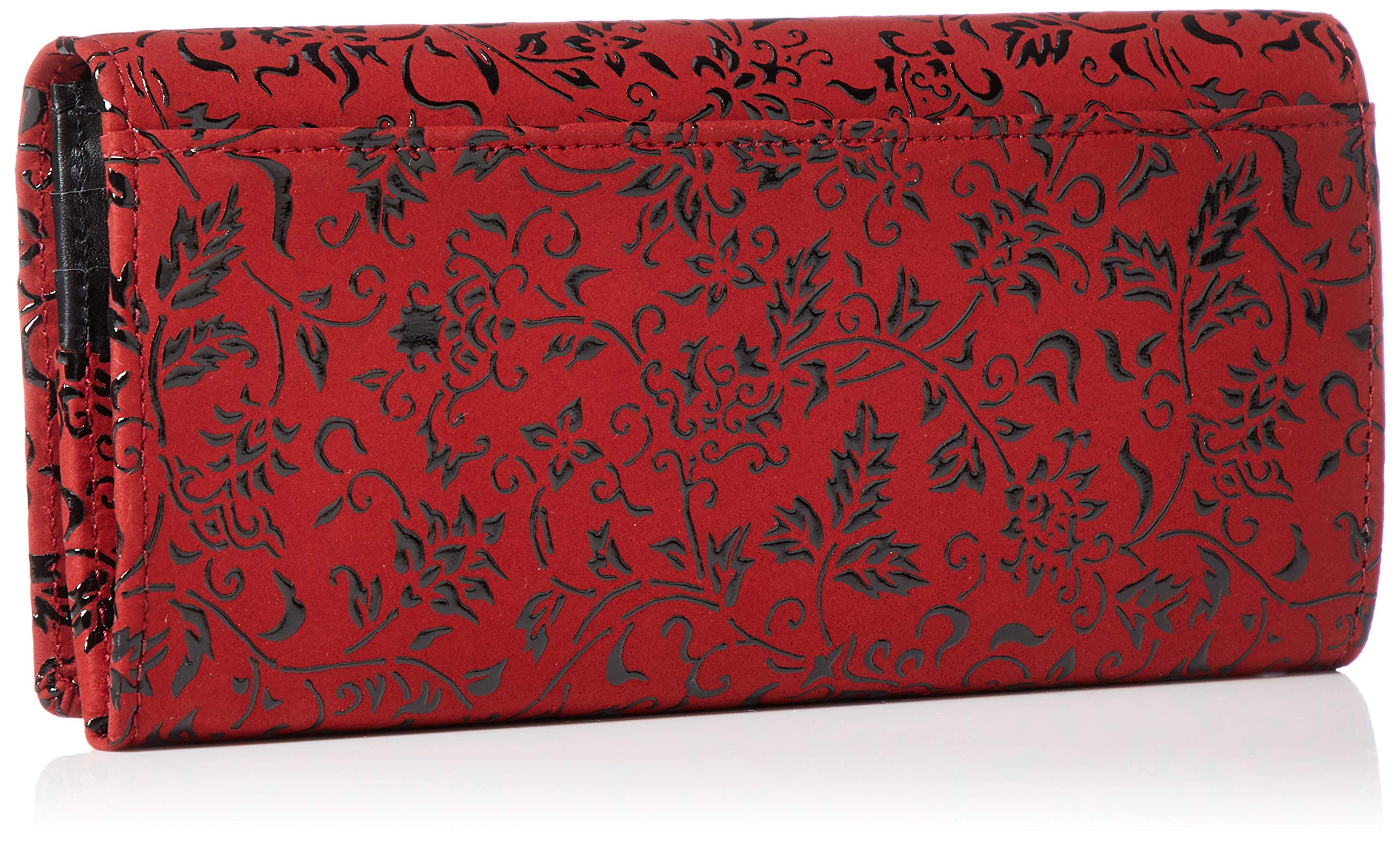 Indenya 2308-03-041 Long Wallet, Bundle Q, Red Deerskin x Black Lacquer, Flower Arabesque Pattern