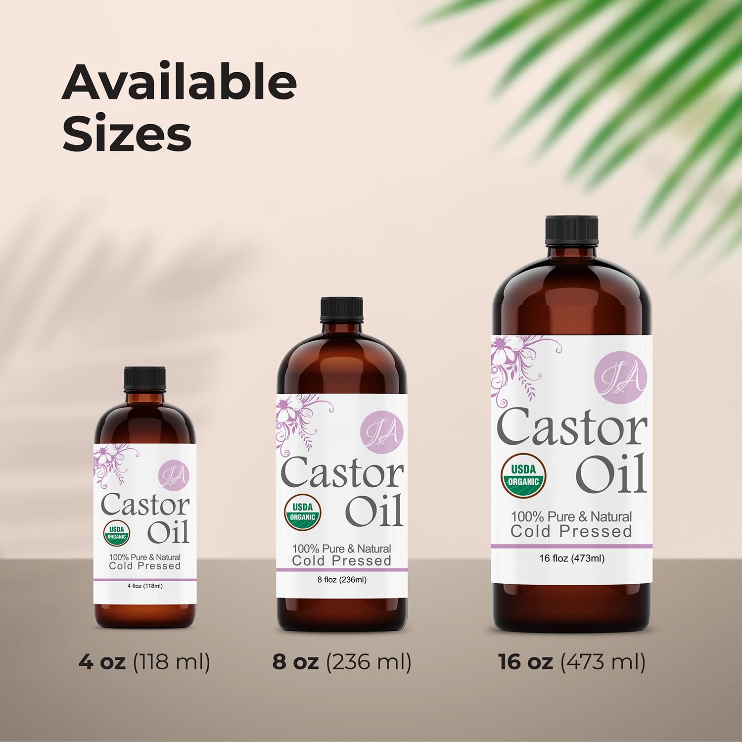 Healing Solutions Oils - 4 oz Castor Oil Organic Cold Pressed Unrefined Glass Bottle - Natural Organic Castor Oil for Face - 118 ml - Castor Oil for Hair and Skin - Facial Castor Oil