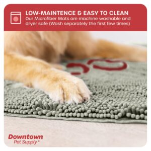 My Doggy Place Microfiber Dog Mat for Muddy Paws, 31" x 20" Light Gray with Paw Print - Absorbent and Quick-Drying Dog Paw Cleaning Mat, Washer and Dryer Safe - Non-Slip Rubber Backed Pet Mat, Medium