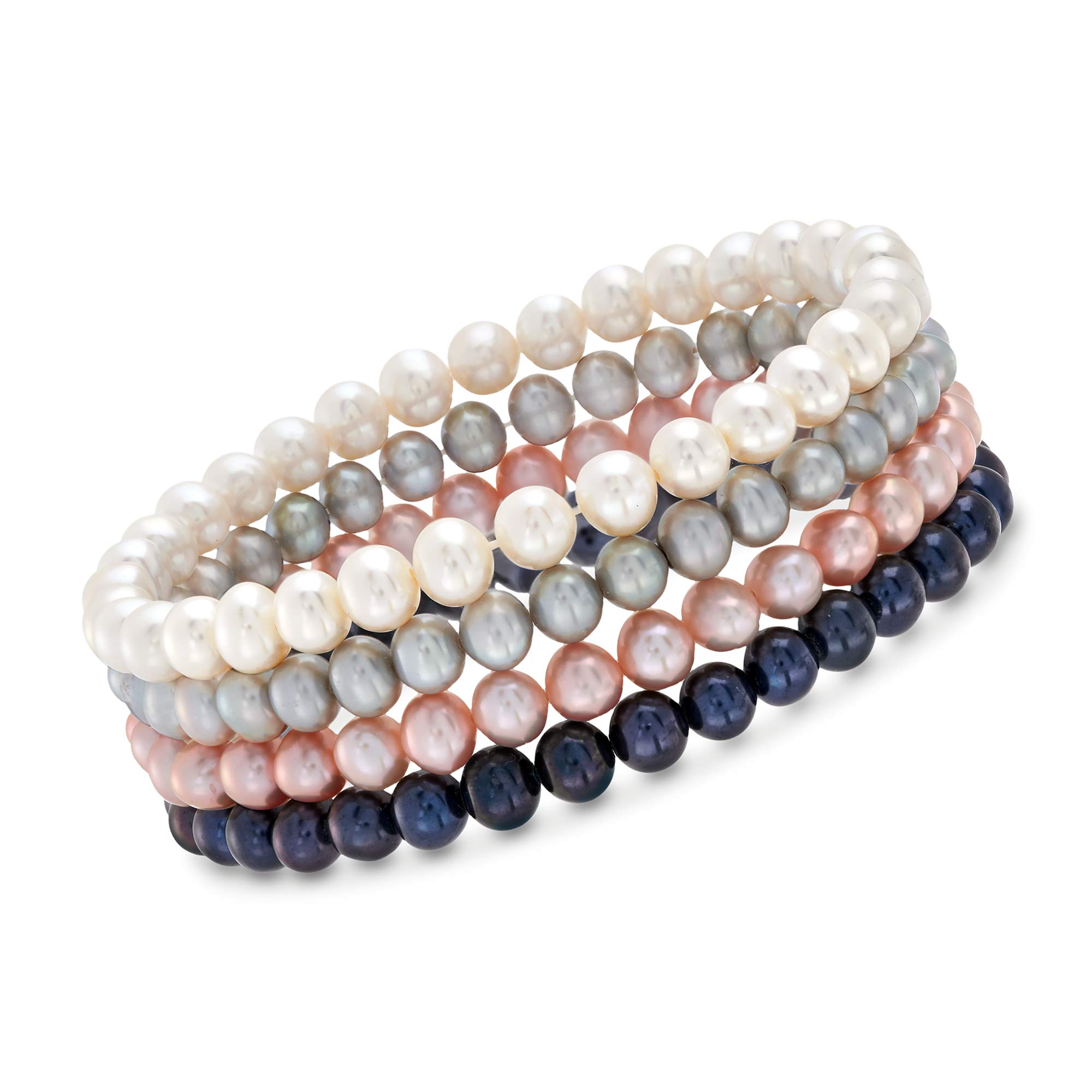 Ross-Simons 5-6mm Multicolored Cultured Pearl Jewelry Set: 4 Stretch Bracelets