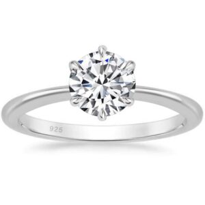 somen tungsten 925 sterling silver 1 carat solitaire round cz engagement wedding band classic six prong ring size 7