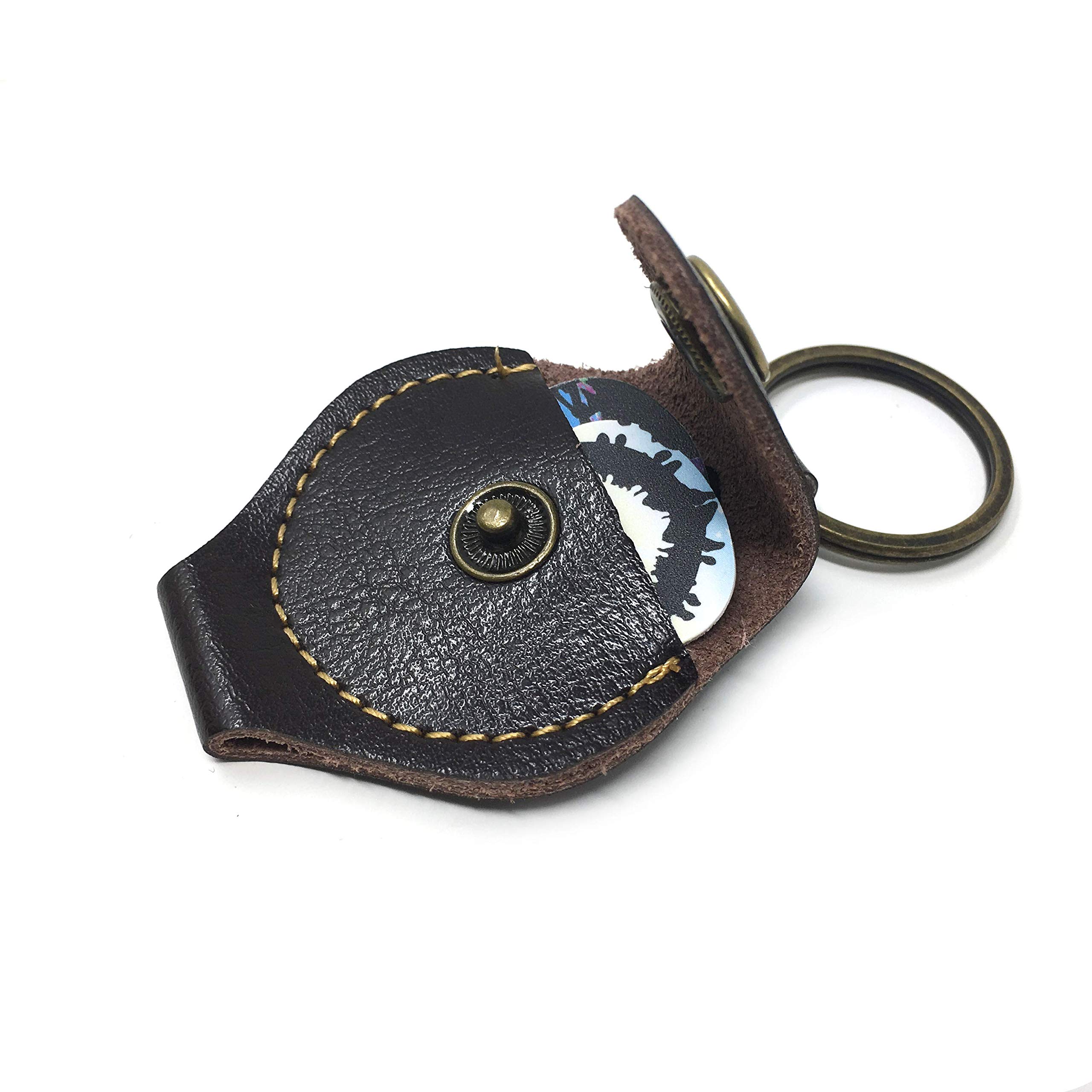 Pick-A-Palooza DIY Guitar Pick Punch Leather Key Chain Pick Holder - Brown