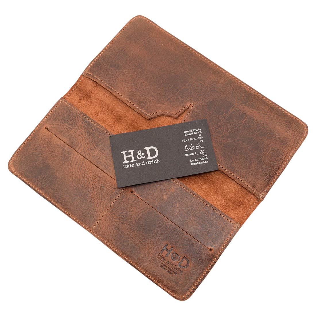 Hide & Drink, Cell Phone Wallet Handmade from Full Grain Leather - Bourbon Brown