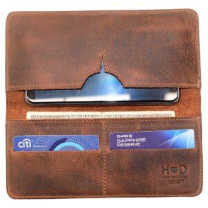 Hide & Drink, Cell Phone Wallet Handmade from Full Grain Leather - Bourbon Brown