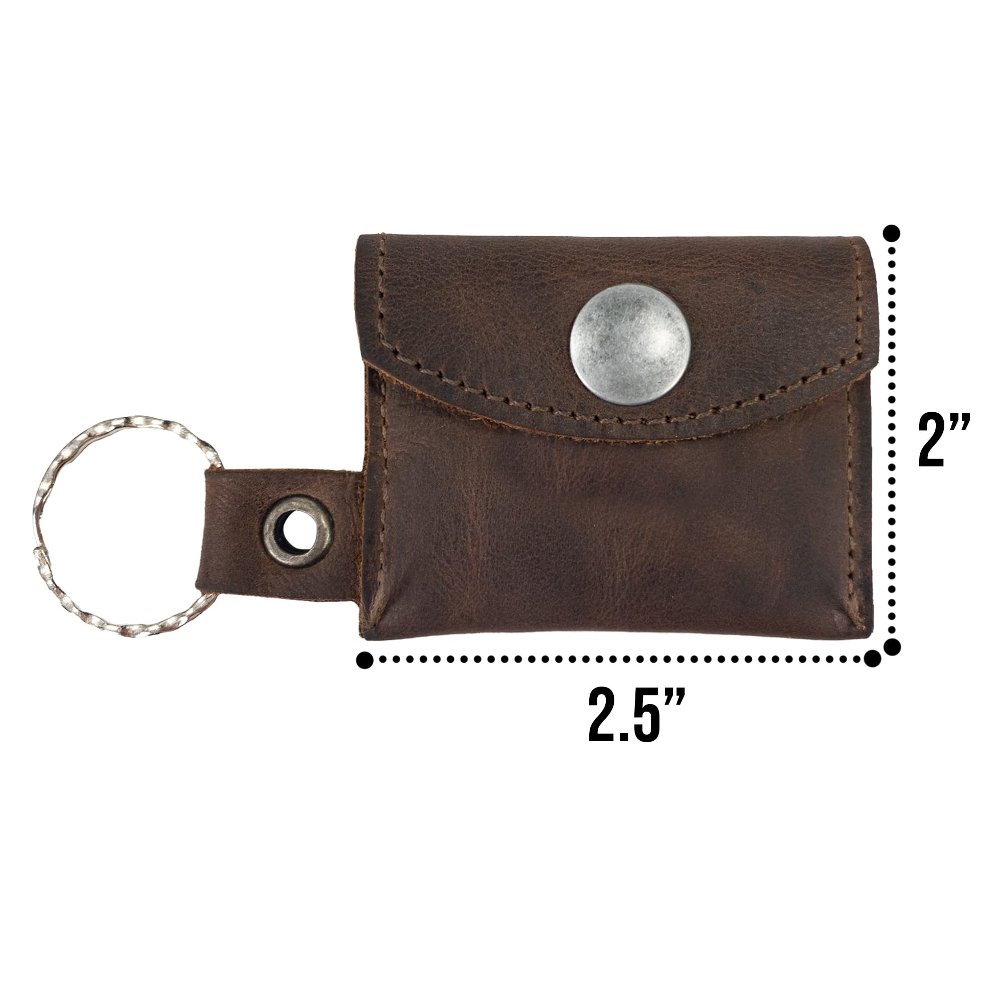 Hide & Drink, Leather Tiny Coin Holder Keychain/Key Ring/Holder/Pouch/Case/Accessories, Handmade Includes 101 Year Warranty :: Bourbon Brown