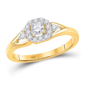 Dazzlingrock Collection 10kt Yellow Gold Womens Round Diamond Solitaire Bridal Wedding Engagement Ring 1/3 ctw