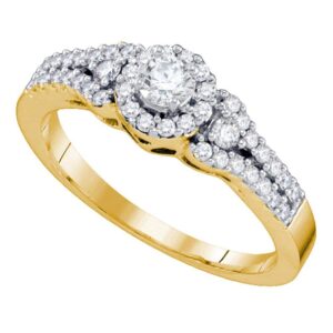 dazzlingrock collection 14kt yellow gold women's round diamond solitaire halo engagement ring 1/2 ctw