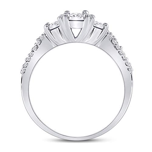 Dazzlingrock Collection 10kt White Gold Womens Round Diamond 3-stone Bridal Wedding Engagement Ring 1/3 ctw