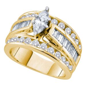 Dazzlingrock Collection 14kt Yellow Gold Womens Marquise Diamond Solitaire Bridal Wedding Engagement Ring 3.00 ctw