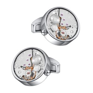 mr.van watch movement cufflinks silver vintage steampunk for men's father's day deluxe gift