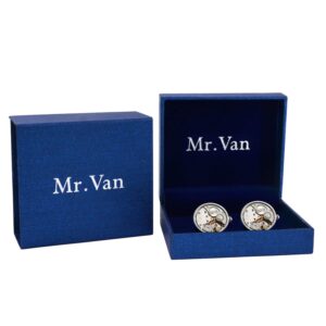 Mr.Van Watch Movement Cufflinks Silver Vintage Steampunk For Men's Father's Day Deluxe Gift