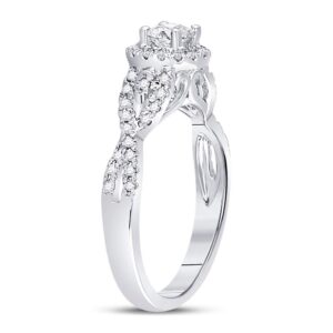 Dazzlingrock Collection 14kt White Gold Womens Round Diamond Solitaire Twist Bridal Wedding Engagement Ring 1/2 ctw