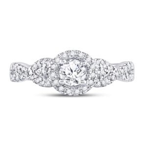 Dazzlingrock Collection 14kt White Gold Womens Round Diamond Solitaire Twist Bridal Wedding Engagement Ring 1/2 ctw