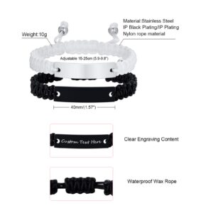 XUANPAI Couples Bracelets for Him and Her,Personalized Stainless Steel Curb Chain Bracelets,Custom Matching Bracelets for Couples Birthday Valentine's Day Christmas Gift for Women Men (Style08)