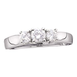 dazzlingrock collection 14kt white gold womens round diamond 3-stone bridal wedding engagement ring 1.00 ctw