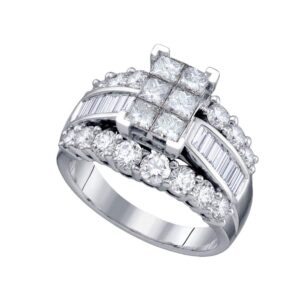 Dazzlingrock Collection 14kt White Gold Women's Princess Diamond Cluster Engagement Ring 3.00 ctw