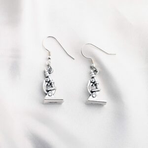 Microscope Dangle Earrings DNA Double Earrings Scientist Gifts Biology Chemistry Teacher Gift Science Nerd Jewelry Gifts (Microscope Earrings)