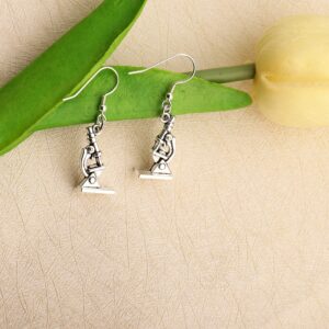 Microscope Dangle Earrings DNA Double Earrings Scientist Gifts Biology Chemistry Teacher Gift Science Nerd Jewelry Gifts (Microscope Earrings)