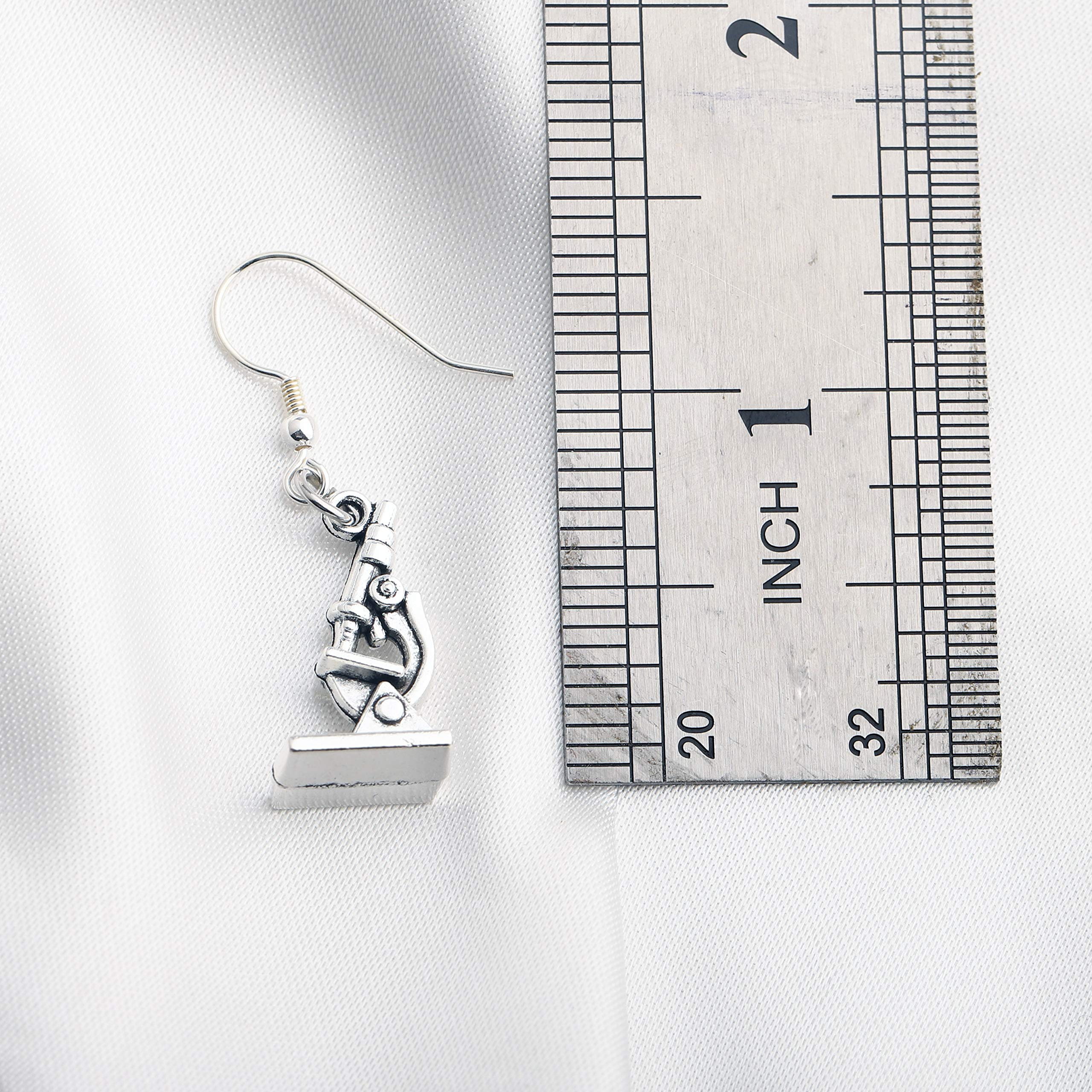 Microscope Dangle Earrings DNA Double Earrings Scientist Gifts Biology Chemistry Teacher Gift Science Nerd Jewelry Gifts (Microscope Earrings)