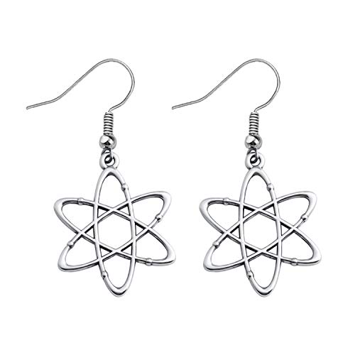 Atom Science Symbol Earrings Chemistry Scientist Physicist Chemist Teacher Gift Science Lovers Jewelry Gifts (silver)