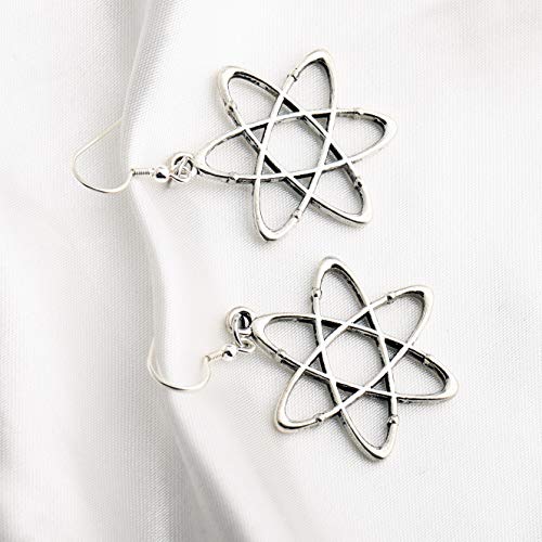 Atom Science Symbol Earrings Chemistry Scientist Physicist Chemist Teacher Gift Science Lovers Jewelry Gifts (silver)