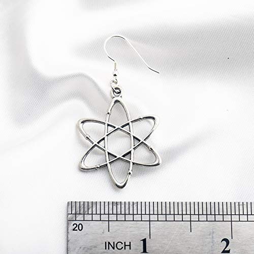 Atom Science Symbol Earrings Chemistry Scientist Physicist Chemist Teacher Gift Science Lovers Jewelry Gifts (silver)