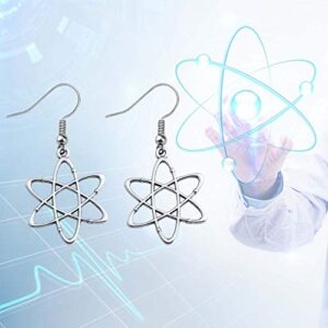 Atom Science Symbol Earrings Chemistry Scientist Physicist Chemist Teacher Gift Science Lovers Jewelry Gifts (silver)