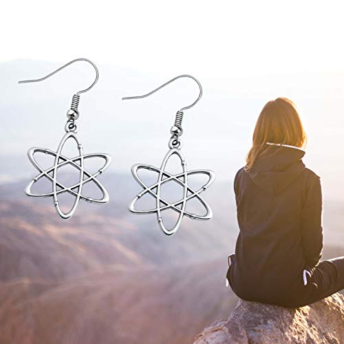 Atom Science Symbol Earrings Chemistry Scientist Physicist Chemist Teacher Gift Science Lovers Jewelry Gifts (silver)