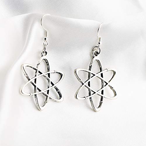 Atom Science Symbol Earrings Chemistry Scientist Physicist Chemist Teacher Gift Science Lovers Jewelry Gifts (silver)