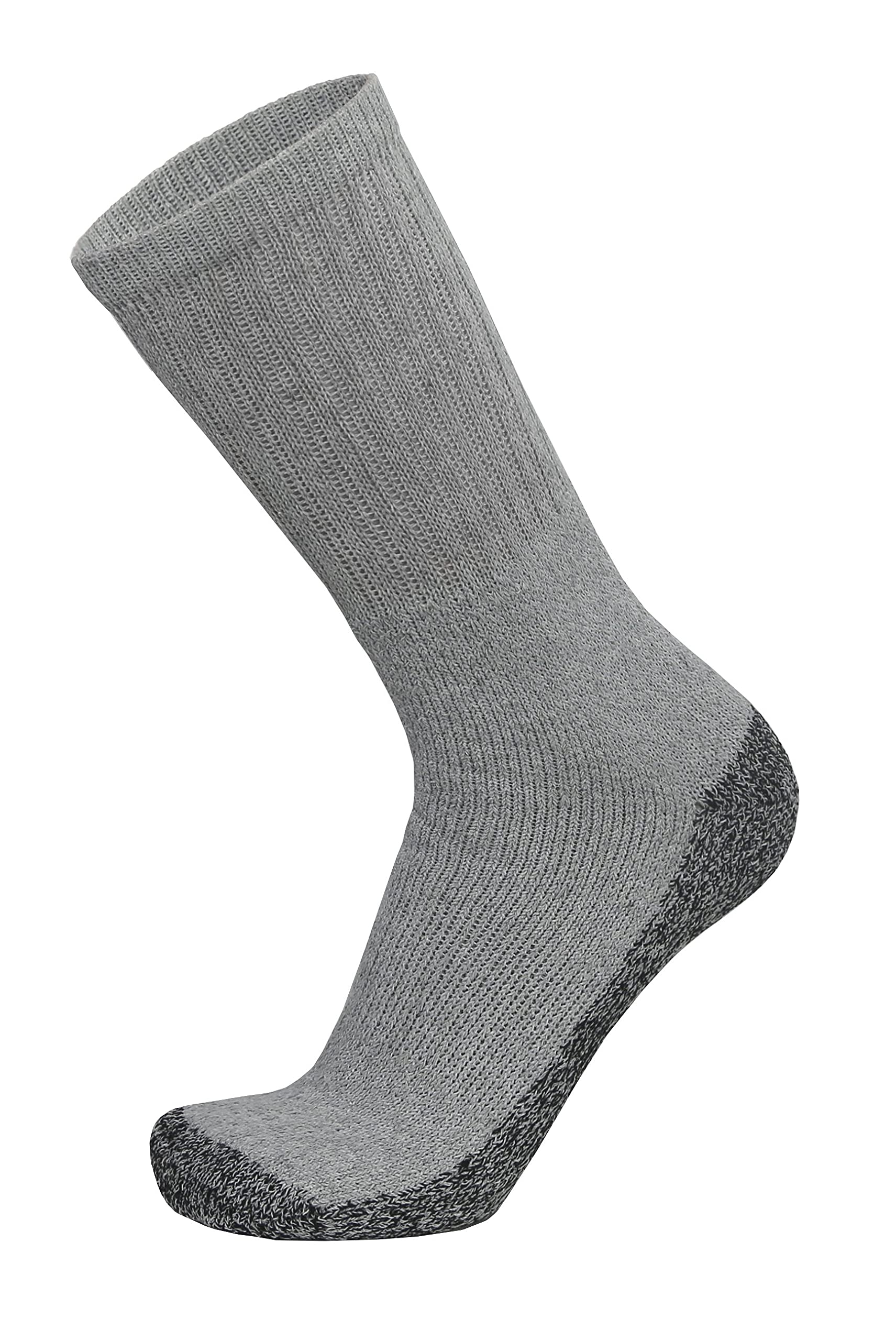 6 Pairs Mens Heavy Duty Steel Toe Work Crew Socks (Gray, US Shoe Size 9-12)